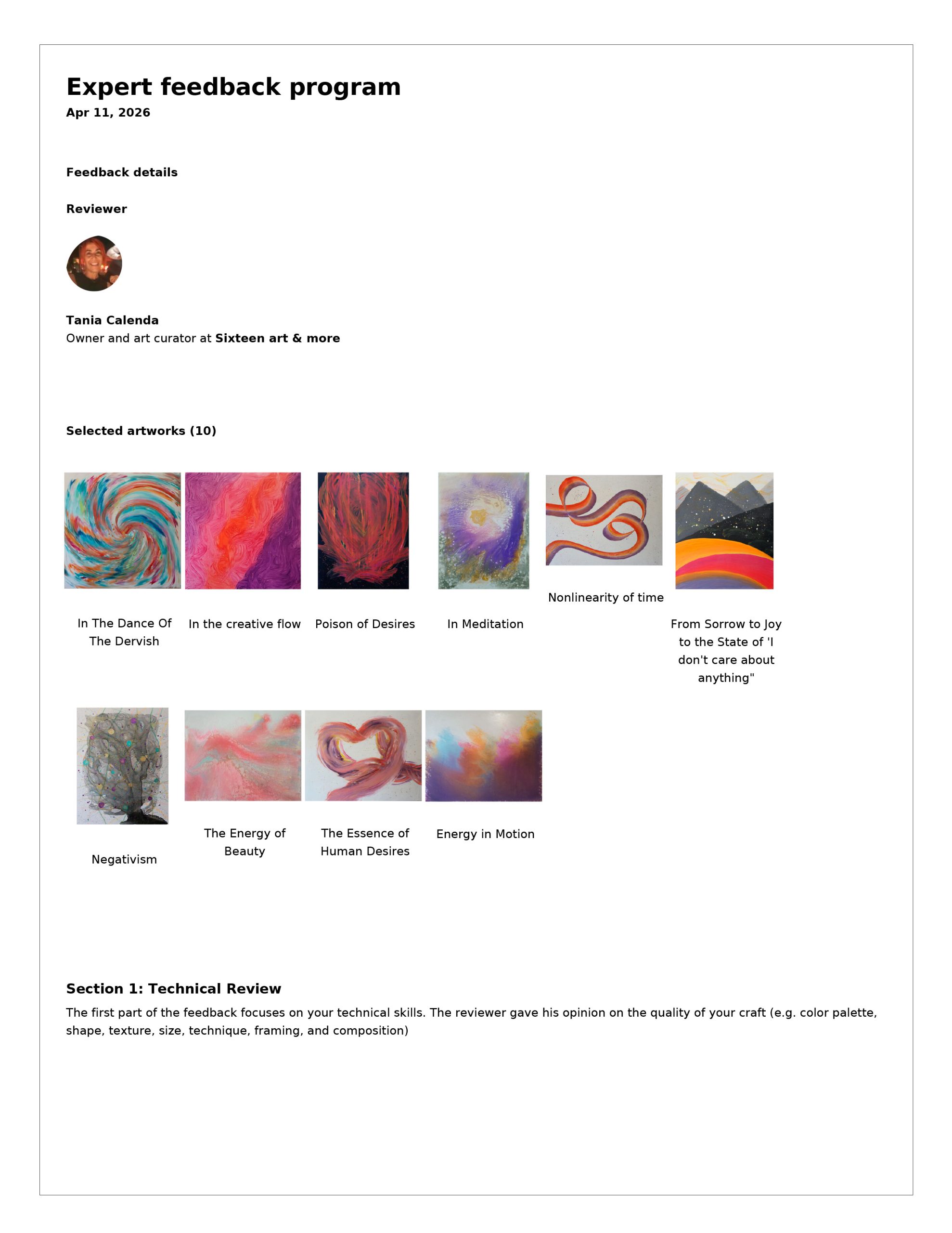 Expeet Feedback ARTuR Artist 1